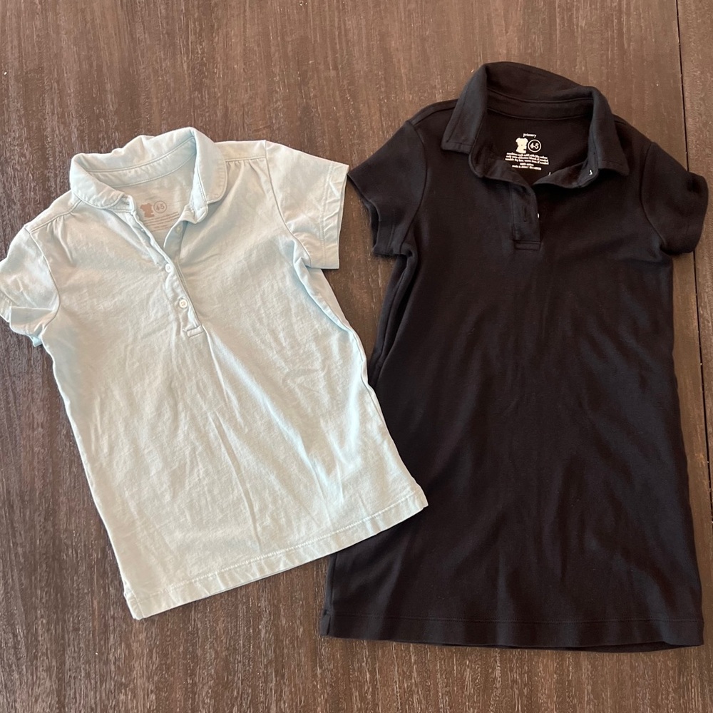 Primary Girls Light Blue Polo Shirt and Black Polo Dress 4/5